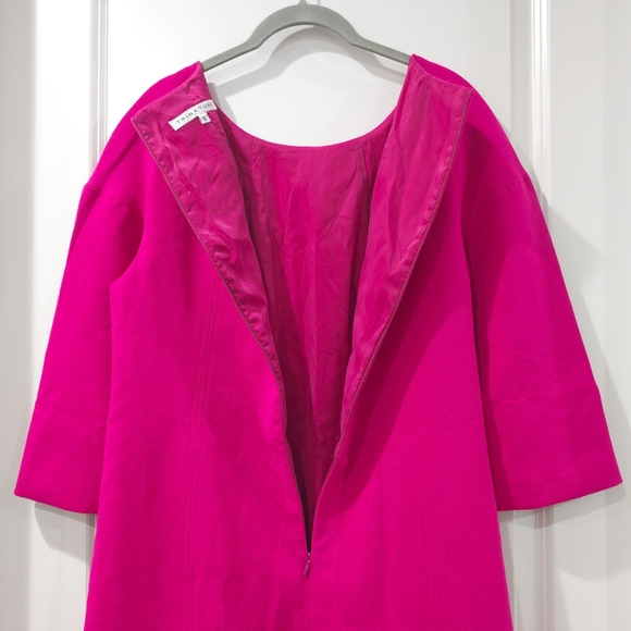 Trina Turk Kalene Vibrant Pink Shift Mini Dress, Side Pockets, Zipper Back, 10 - Picture 5 of 14
